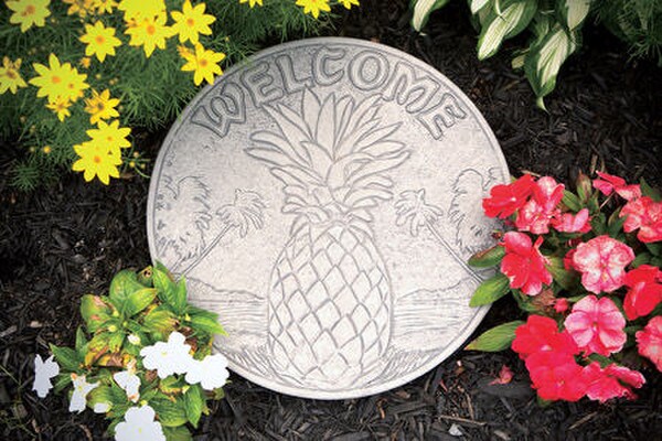 Welcome Pineapple Garden Stepping Stone Optional Plaque